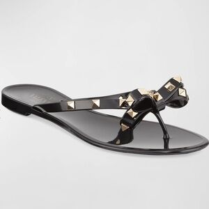 Valentino Black Sandals with Gold Studs